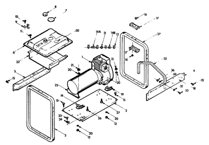 Mounting Base Diagram and Parts List for 8921-0-5W263  Briggs and Stratton Generator